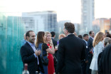 Peer group members and guests mingle at the Executives Emmy Celebration in West Hollywood, California.