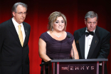 L. A. Area governors Paul Button and Beatriz Gomez and Vice Chair, L.A. Area, Academy Executive Committee Mitch Waldow at the L.A. Area Emmy Awards presented at the Television Academy&#039;s Wolf Theatre at the Saban Media Center on Saturday, July 22, 2017, in