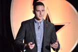 Paul Szoldra tells his story at the Got Your 6 Storytellers event, November 10, 2015, in Los Angeles, California.