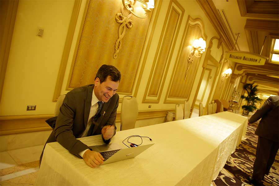 David Pogue in the Bellagio lobby at the 66th Engineering Emmy awards In Las Vegas, Nevada.