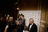 Hosts David Pogue and Alex Trebek on the red carpet at the 66th Engineering Emmy awards In Las Vegas, Nevada.