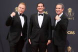 Josh Heald, Jon Hurwitz and Hayden Schlossberg arrives at the 73rd Emmy Awards, September 19, 2021 in Los Angeles, California.