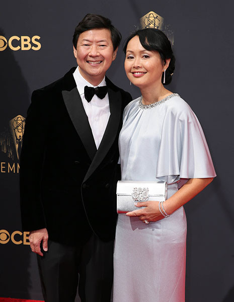 Ken Jeong and Tran Ho arrive arrives at the 73rd Emmy Awards, September 19, 2021 in Los Angeles, California. 