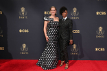 Lauren Morelli and Samira Wiley arrive at the 73rd Emmy Awards, September 19, 2021 in Los Angeles, California.