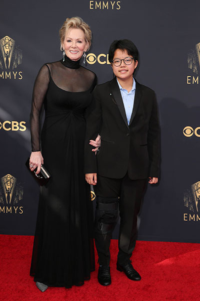 Jean Smart and Forrest Gilliland arrive at the 73rd Emmy Awards, September 19, 2021 in Los Angeles, California.