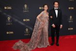 Keri Russell and Matthew Rhys arrive at the 73rd Emmy Awards, September 19, 2021 in Los Angeles, California.