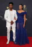 Leslie Odom Jr. and Nicolette Robinson arrives at the 73rd Emmy Awards, September 19, 2021 in Los Angeles, California.
