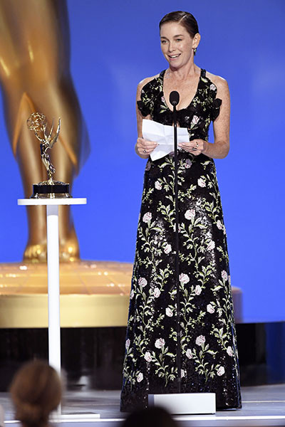 Julianne Nicholson accepts the award at the 73rd Emmy Awards, September 19, 2021 in Los Angeles, California.