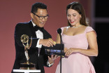 Daniel Dae Kim and Sophia Bush present an award at the 73rd Emmy Awards, September 19, 2021 in Los Angeles, California.