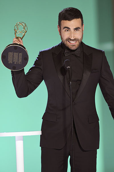 Brett Goldstein accepts an award at the 73rd Emmy Awards, September 19, 2021 in Los Angeles, California.