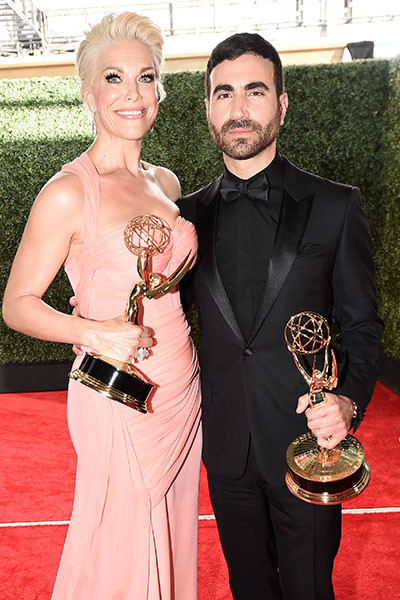 Hanna Waddingham and Brett Goldstein on the Winners’ Walk at the 73rd Emmy Awards, September 19, 2021 in Los Angeles, California.
