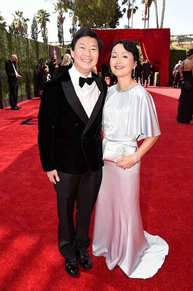 Ken Jeong and Tran Jeong arrive at the 73rd Emmy Awards, September 19, 2021 in Los Angeles, California.