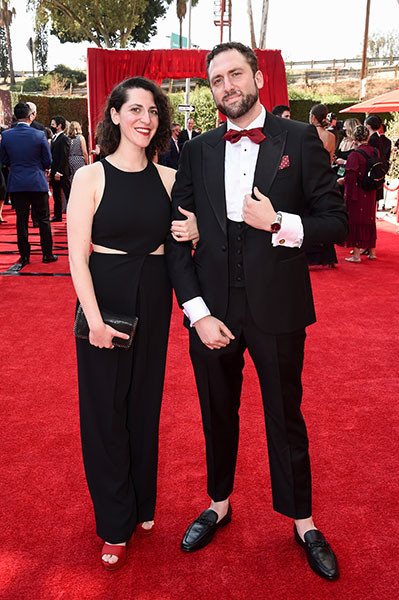 Laura Doney and guest arrive at the 73rd Emmy Awards, September 19, 2021 in Los Angeles, California.