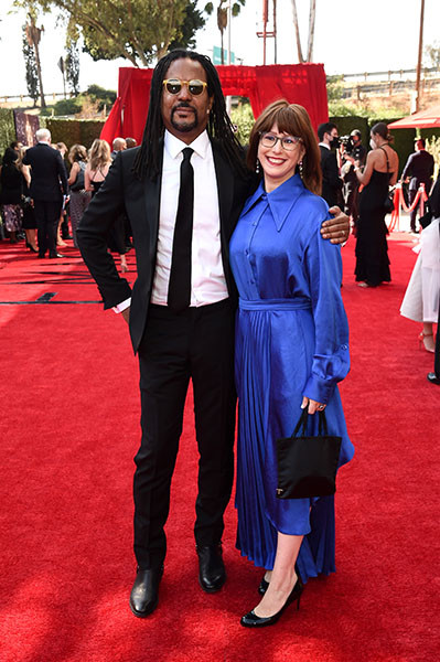 Colson Whitehead and Julie Barer arrive at the 73rd Emmy Awards, September 19, 2021 in Los Angeles, California. 