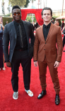 Okieriete Onaodowan and Jonathan Groff arrive at the 73rd Emmy Awards, September 19, 2021 in Los Angeles, California.