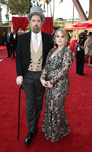 Brendan Hunt and Shannon Nelson arrive at the 73rd Emmy Awards, September 19, 2021 in Los Angeles, California.