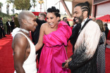 Cynthia Erivo, Emmy Raver-Lampman and Daveed Diggs arrive at the 73rd Emmy Awards, September 19, 2021 in Los Angeles, California.