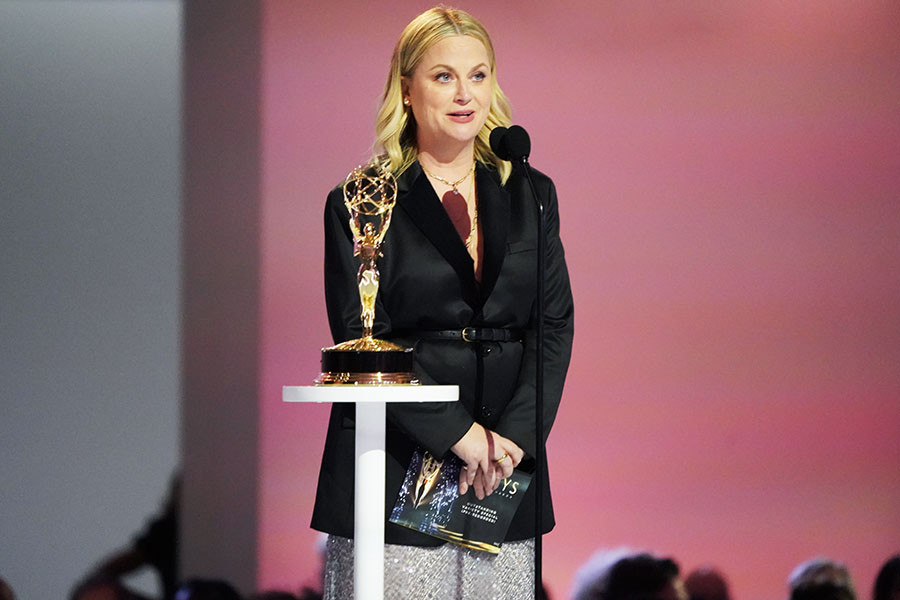 Amy Poehler presents an award at the 73rd Emmy Awards, September 19, 2021 in Los Angeles, California.