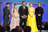 Lane Factor, Devery Jacobs, Sterlin Harjo, Paulina Alexis and D&#039;Pharaoh Woon-A-Tai present an award at the 73rd Emmy Awards, September 19, 2021 in Los Angeles, California.