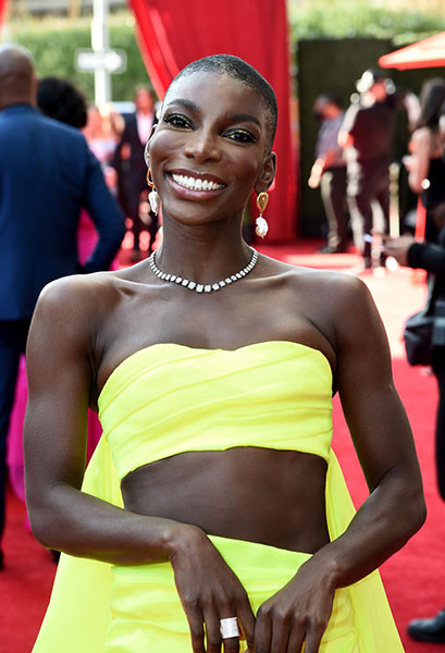 Michaela Coel arrives at the 73rd Emmy Awards, September 19, 2021 in Los Angeles, California. 