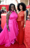 Uzo Aduba and Tracee Ellis Ross arrive at the 73rd Emmy Awards, September 19, 2021 in Los Angeles, California.
