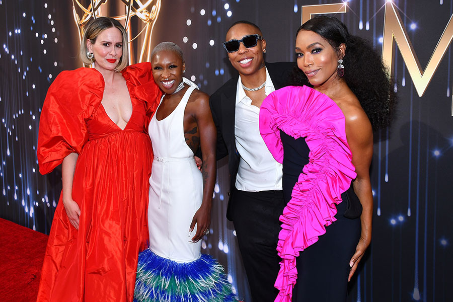 Sarah Paulson, Cynthia Erivo, Lena Waithe and Angela Bassett arrive at the 73rd Emmy Awards, September 19, 2021 in Los Angeles, California.