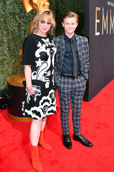 Julie Anne Robinson and Ed Waid arrive at the 73rd Emmy Awards, September 19, 2021 in Los Angeles, California.