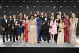 The team of The Daily Show With Trevor Noah backstage at the 75th Emmy Awards
