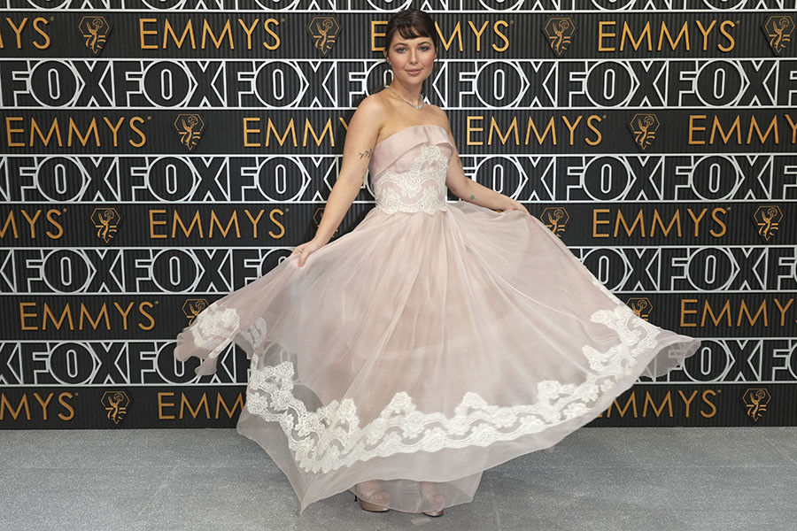 Samantha Hanratty from Yellowjackets on the red carpet at the 75th Emmy Awards 