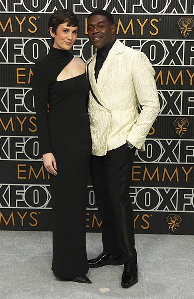 Sam Richardson from Ted Lasso and Nicole Boyd on the red carpet at the 75th Emmy Awards