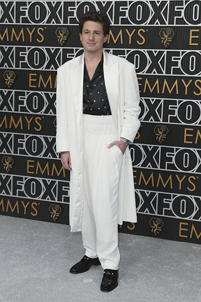 Charlie Puth on the red carpet at the 75th Emmy Awards 