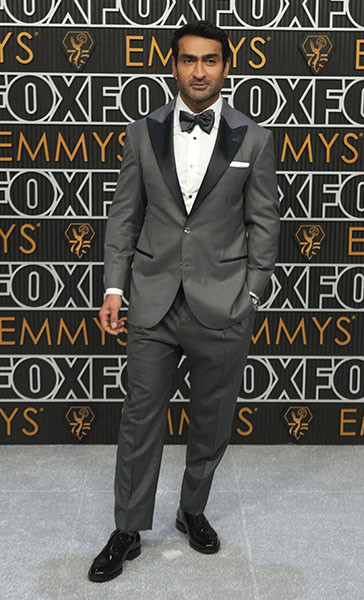 Kumail Nanjiani from Welcome To Chippendales on the red carpet at the 75th Emmy Awards 