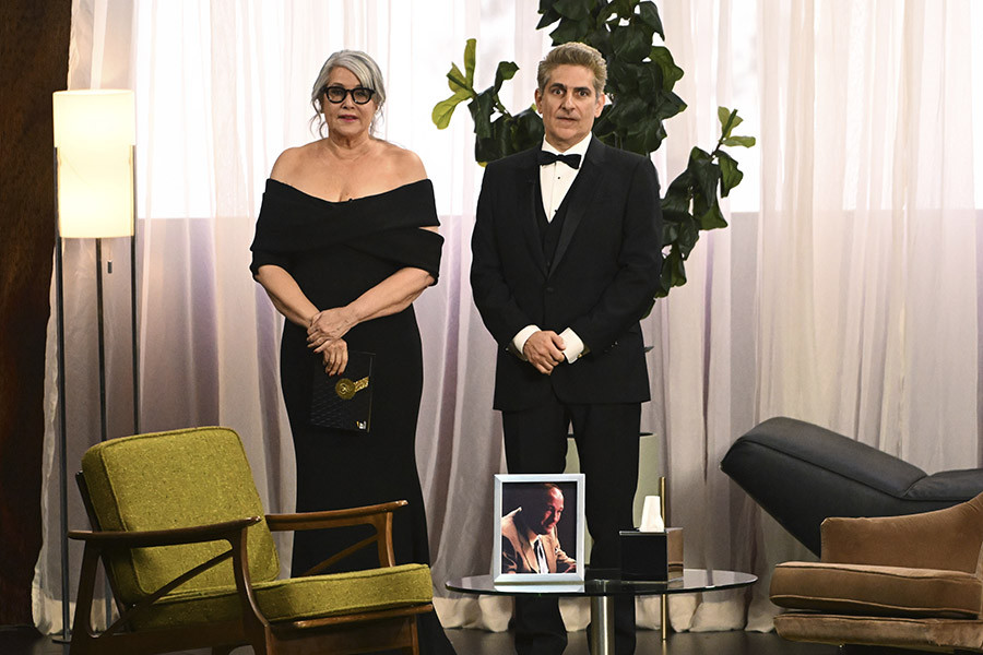 Lorraine Bracco and Michael Imperioli from The Sopranos presenting at the 75th Emmy Awards