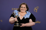 Jessica Gunning of Baby Reindeer backstage with the award for Outstanding Supporting Actress in a Limited or Anthology Series or Movie at the 76th Emmy Awards