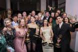 The team of Hacks with their awards for Outstanding Comedy Series at the 76th Emmy Awards Governors Gala