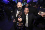 Joe Evans and his award for Outstanding Reality Competition Program for The Traitors, and Joe Sungkar at the 76th Emmy Awards Governors Gala