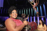 Dulcé Sloan of The Daily Show, with the award for Outstanding Talk Series at the 76th Emmy Awards Governors Gala