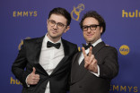 Zach Dunn and Jake Bender of What We Do In the Shadows on the red carpet at the 76th Emmy Awards