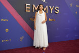 Greta Lee of The Morning Show on the red carpet at the 76th Emmy Awards