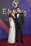 Emma Barrie, and Hiro Murai from Station Eleven on the red carpet at the 76th Emmy Awards