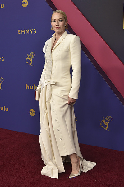 Carrie Coon of The Gilded Age on the red carpet at the 76th Emmy Awards 