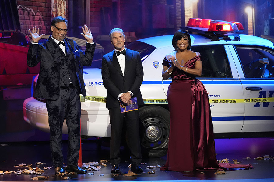 Jimmy Smits, Don Johnson, and Niecy Nash-Betts present the award for Outstanding Lead Actor in a Limited or Anthology Series or Movie during the 76th Emmy Awards 