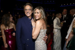 Robert Downey Jr. and Jennifer Aniston in the audience at the 76th Emmy Awards