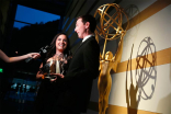 Rachel White and Christian Heilman at the Thank You Cam at the 36th College Television Awards at the Skirball Cultural Center in Los Angeles, April 23, 2015.