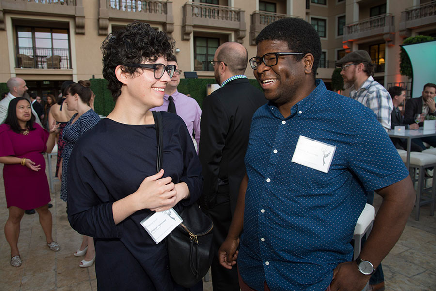 Rebecca Sugar and Ian Jones-Quarty at the Animation and Children's Programming Nominee Reception August 28, 2015, at the Montage in Beverly Hills, California.