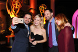 Richard and Sarah Keith, Joe Towne, and Erin Cardillo at the Writers nominee reception September 17, 2015, at the Montage in Beverly Hills, California.