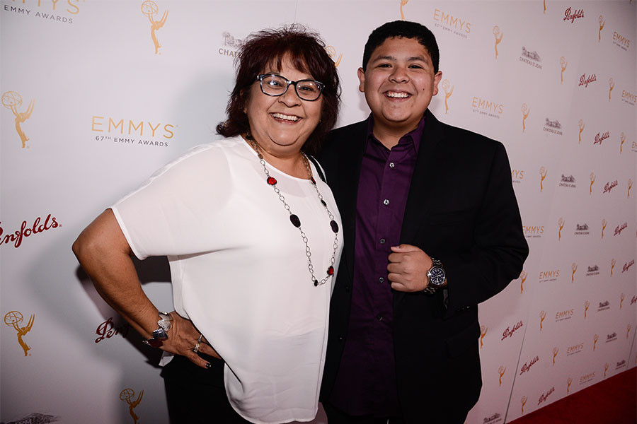 Rico Rodriguez and his mother Diane Rodriguez at the Casting Directors nominee reception September 10, 2015 in Los Angeles, California. 