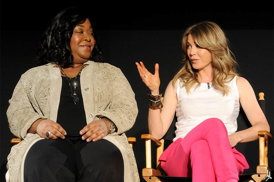 Shonda Rhimes and Ellen Pompeo at An Evening with Shonda Rhimes and Friends. 
