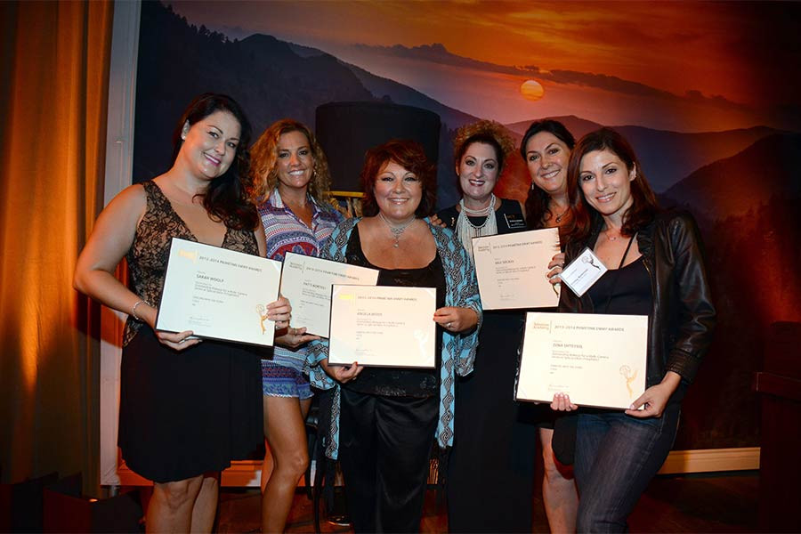 Sarah Woolf, Patti Bartoli, Angela Moos, Patricia Messina, Julie Socash and Zena Shteysel at the Makeup/Hairstylists Nominee Reception in North Hollywood, California. 