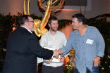 Television Academy governor Scott Boyd, A.C.E.with Andy Castor and Andrew Kozar at the Picture Editors nominee reception September 2, 2015 in Los Angeles, California.